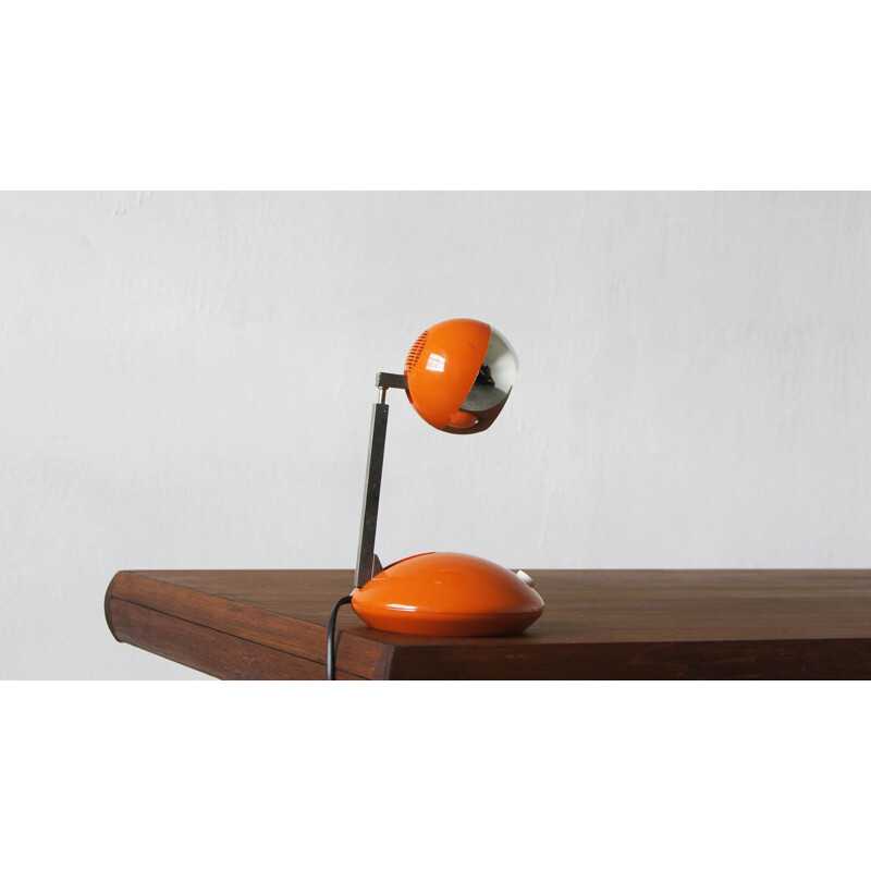 Lampe de table allemande vintage orange en plastique et acier par Eichhoff Werke, 1970