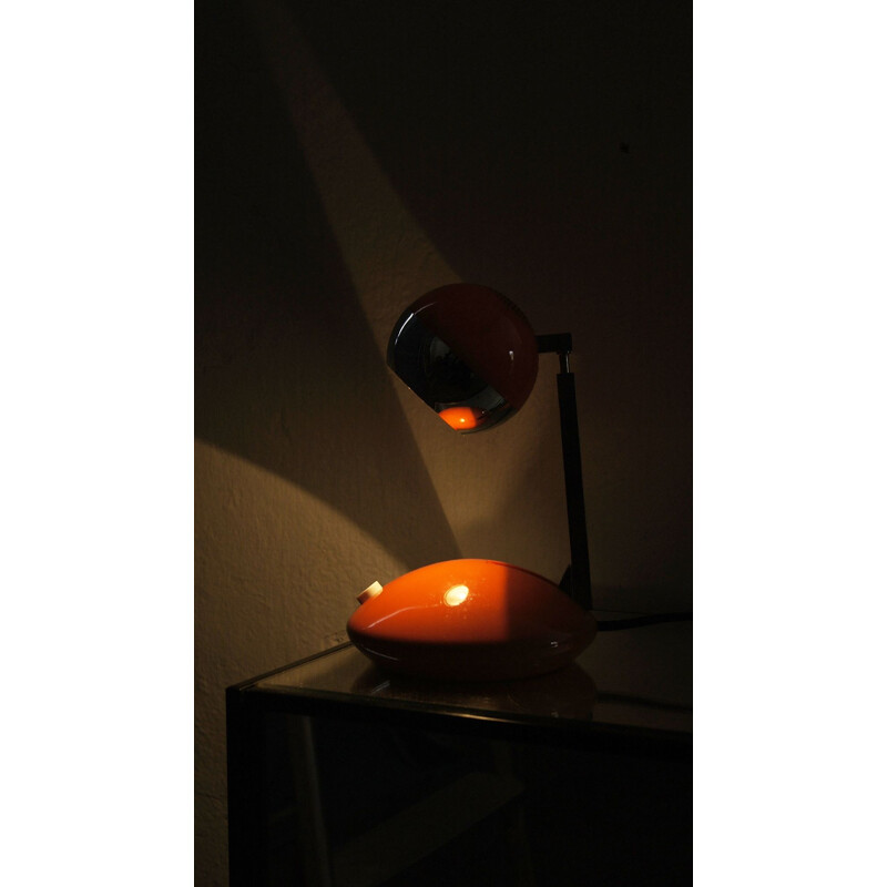 Lampe de table allemande vintage orange en plastique et acier par Eichhoff Werke, 1970
