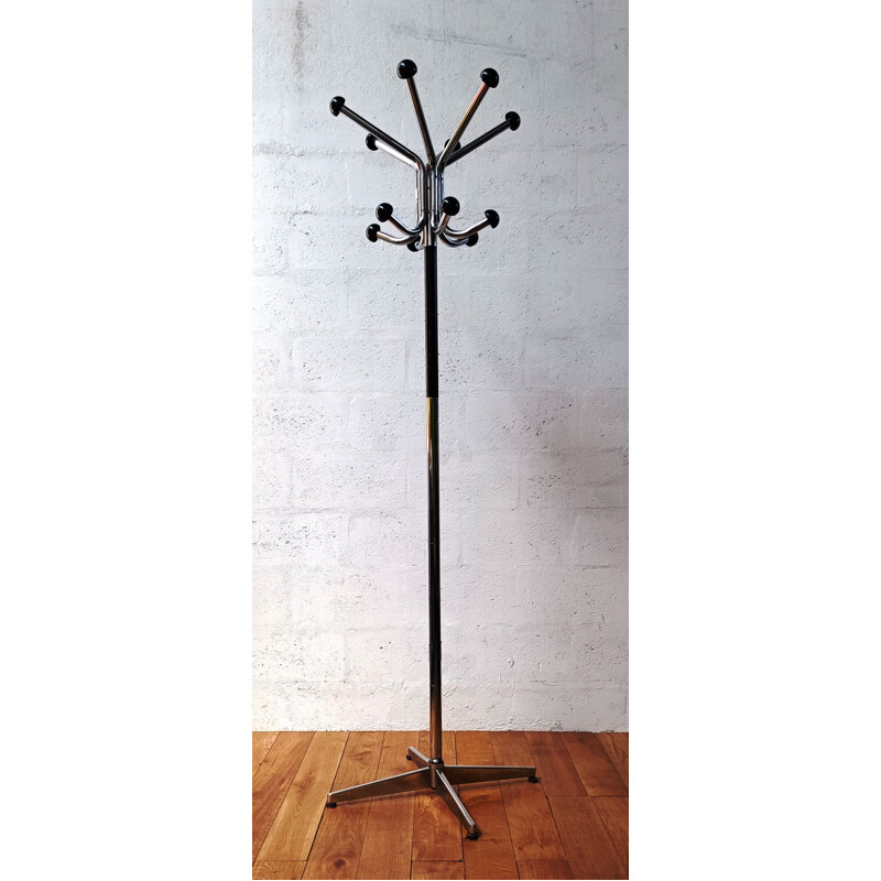 Industrial coat rack in chromed metal