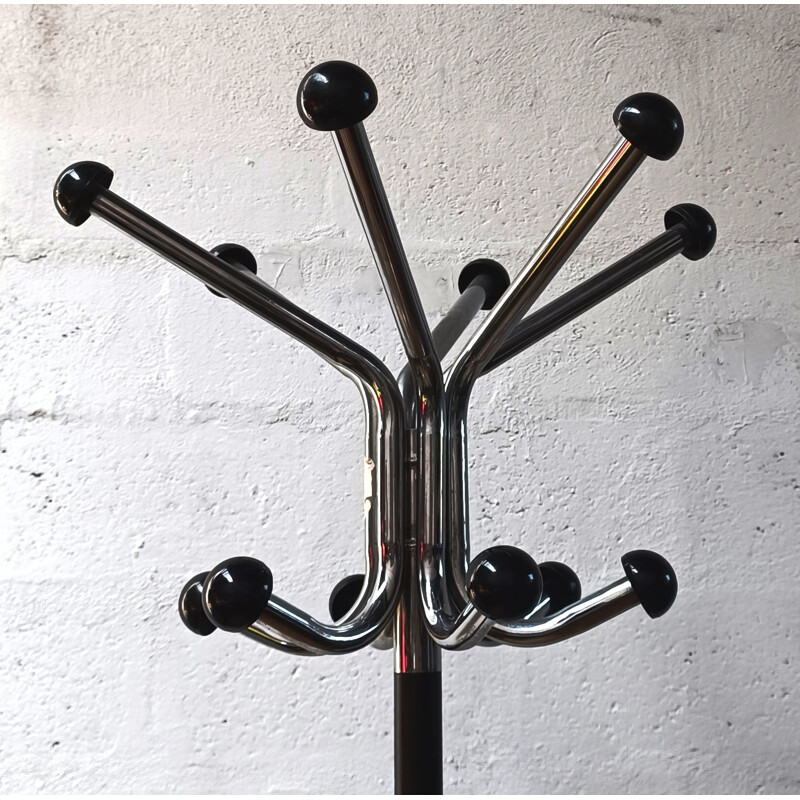 Industrial coat rack in chromed metal