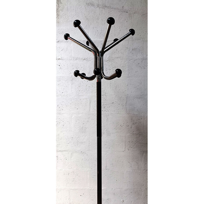 Industrial coat rack in chromed metal