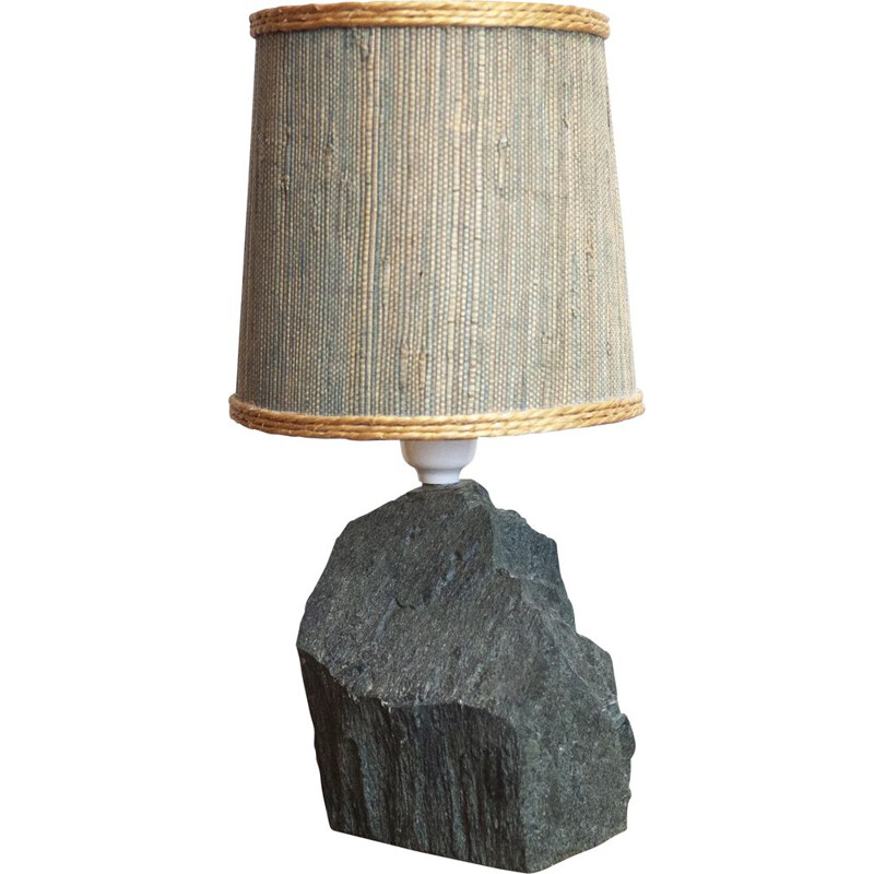 Vintage blue slate table lamp, 1970s