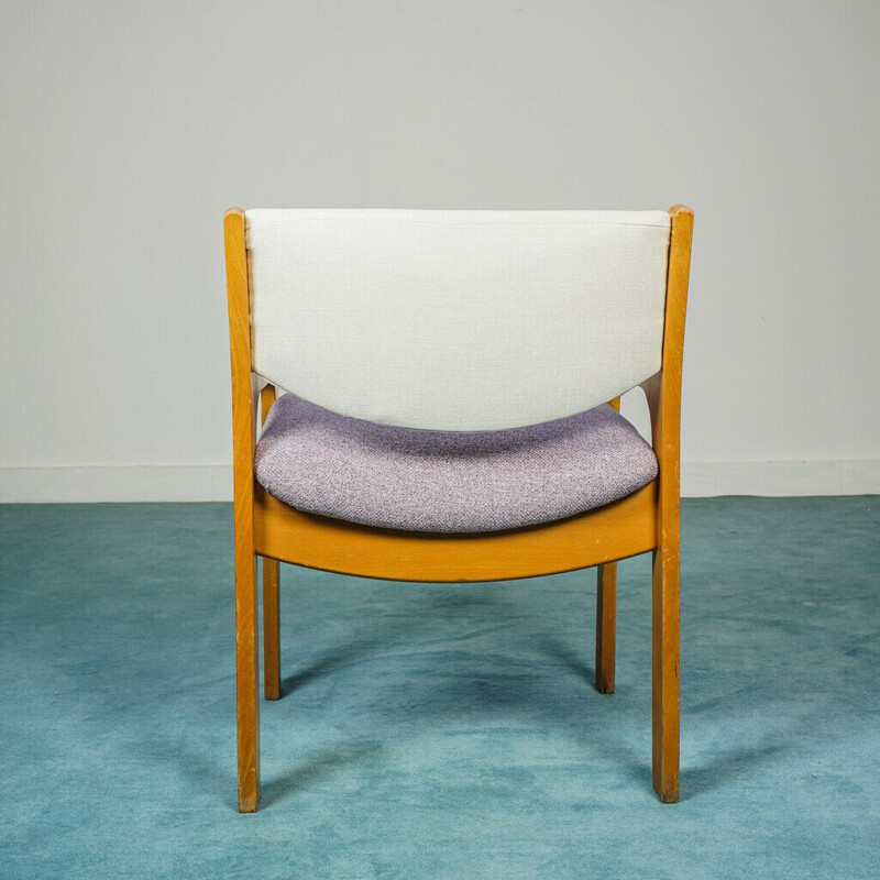 Pair of vintage office armchairs in wood and fabric, 1970s