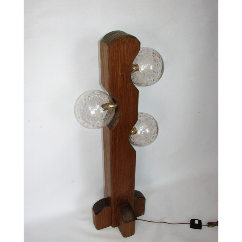 Vintage Teamde oak wood floor lamp, 1970s