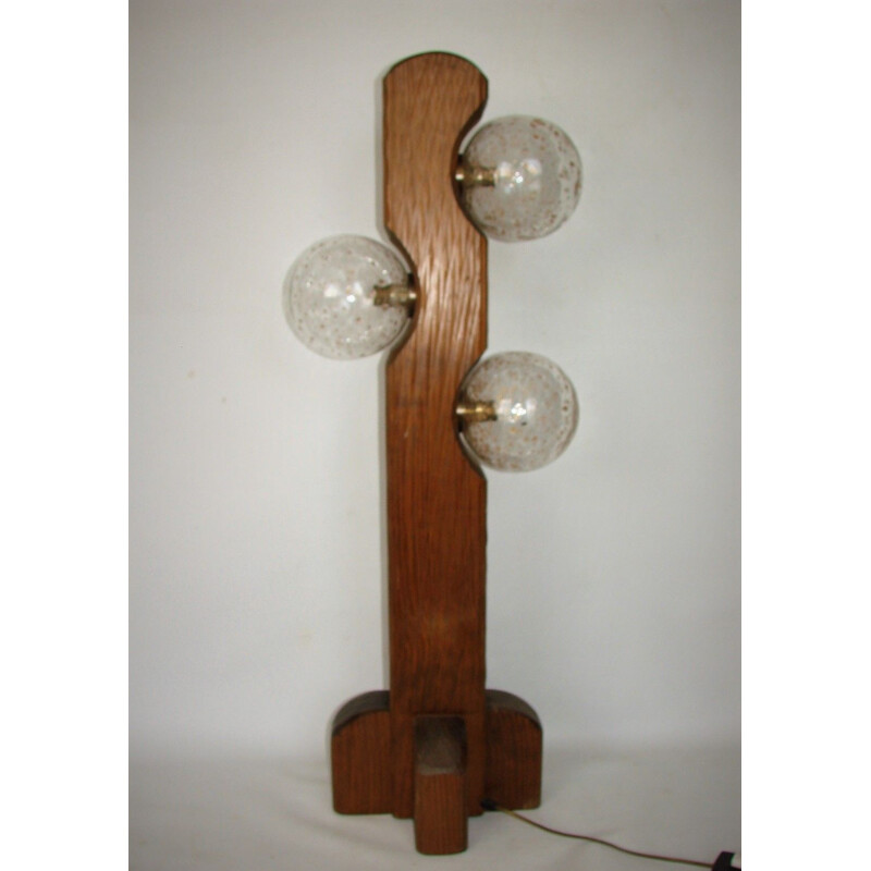 Vintage Teamde oak wood floor lamp, 1970s