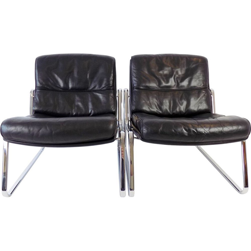 Pair of vintage Drabert leather armchairs by Gerd Lange, 1970s