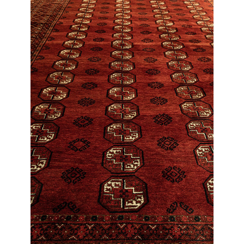 Tapete de lã virgem Vintage de Bukhara, Turquemenistão 1930