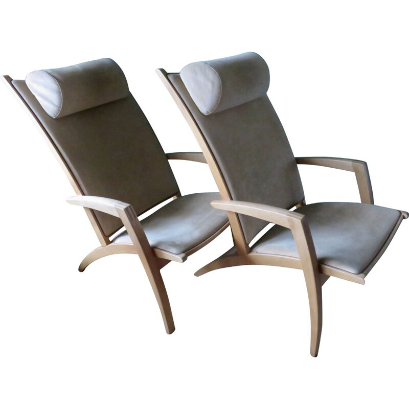 Paire de fauteuils vintage de Bill Potter pour VEJLE Møbel Fabrik. Danemark 2000