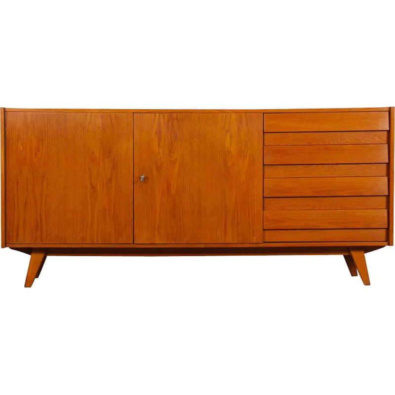 Vintage oak sideboard model U-460 by Jiroutek for Interier Praha, 1960