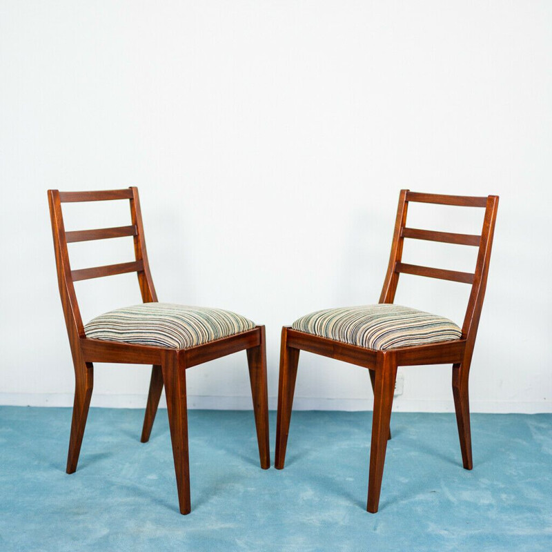 Par de cadeiras de mogno vintage e bombazina, 1950