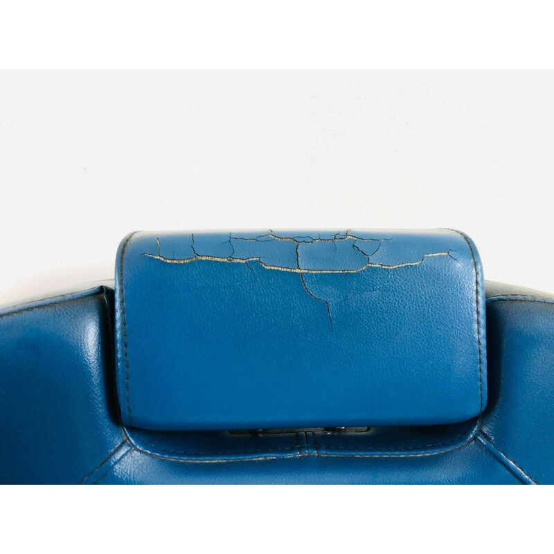Par de cadeiras de barbeiro reclináveis azuis e pretas, 1980