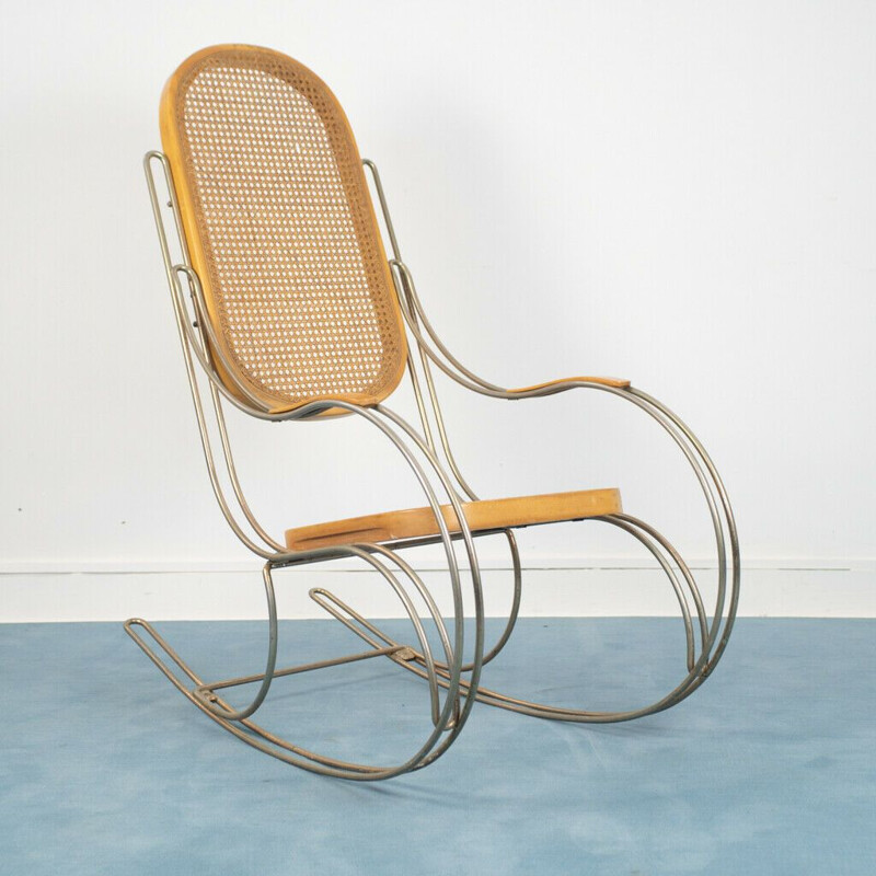 Vintage rocking chair in Vienna straw, 1970s