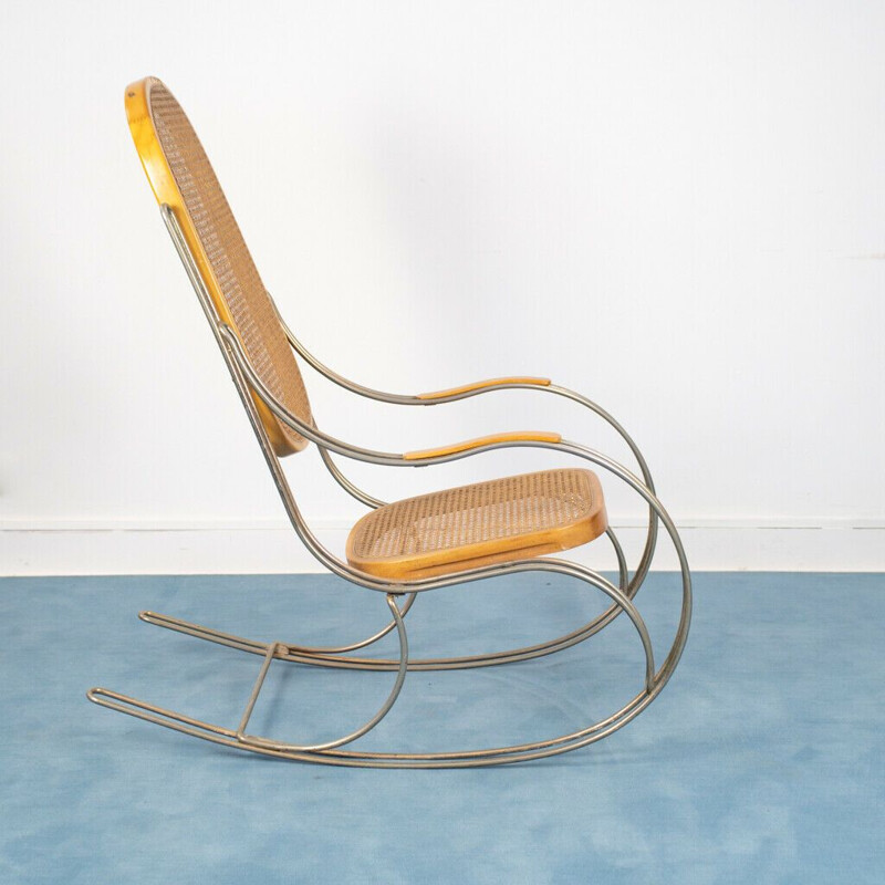 Vintage rocking chair in Vienna straw, 1970s