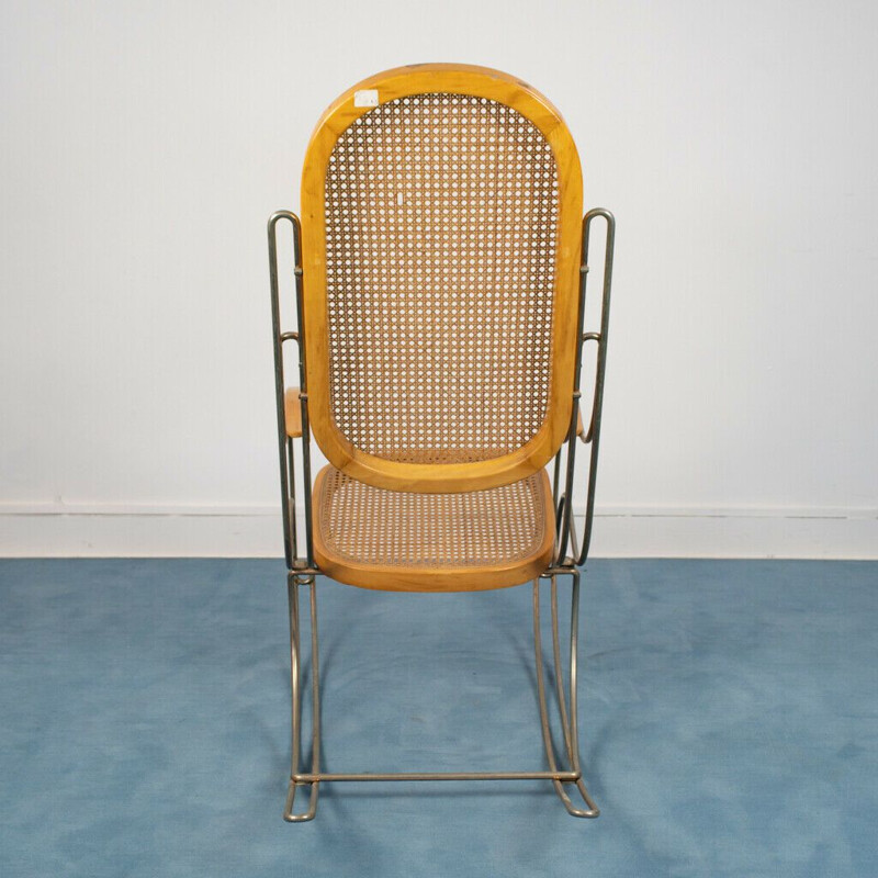 Vintage rocking chair in Vienna straw, 1970s