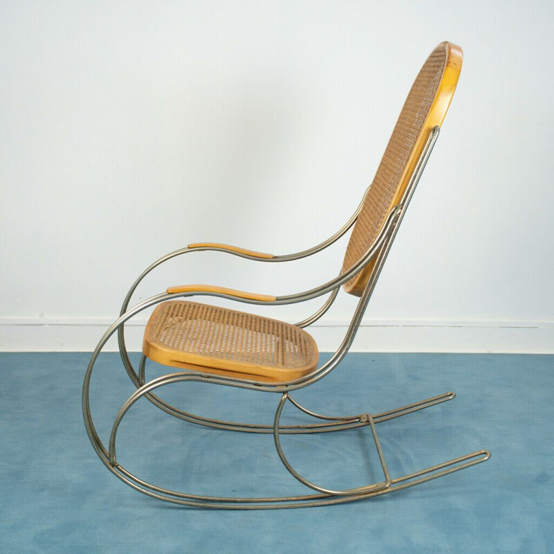 Vintage rocking chair in Vienna straw, 1970s