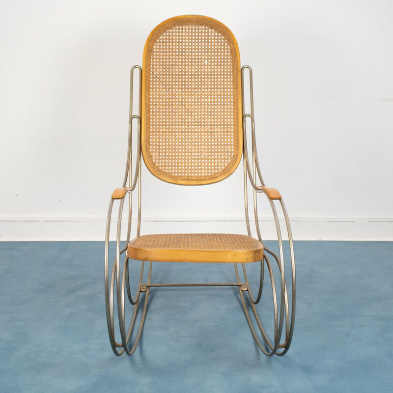 Cadeira de baloiço de palha Vintage Vienna, 1970