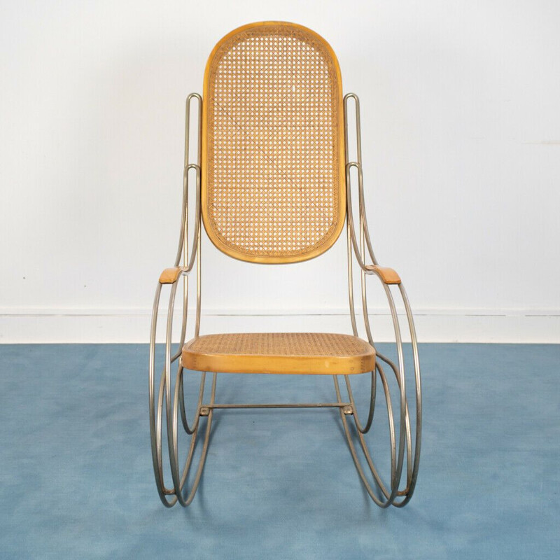 Vintage rocking chair in Vienna straw, 1970s