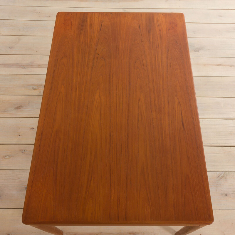 Vintage rectangular teak table with 2 hidden extension leaves by Henning Kjaernulf, Denmark 1960s