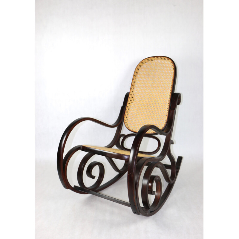 Vintage brown rocking chair, 1970s