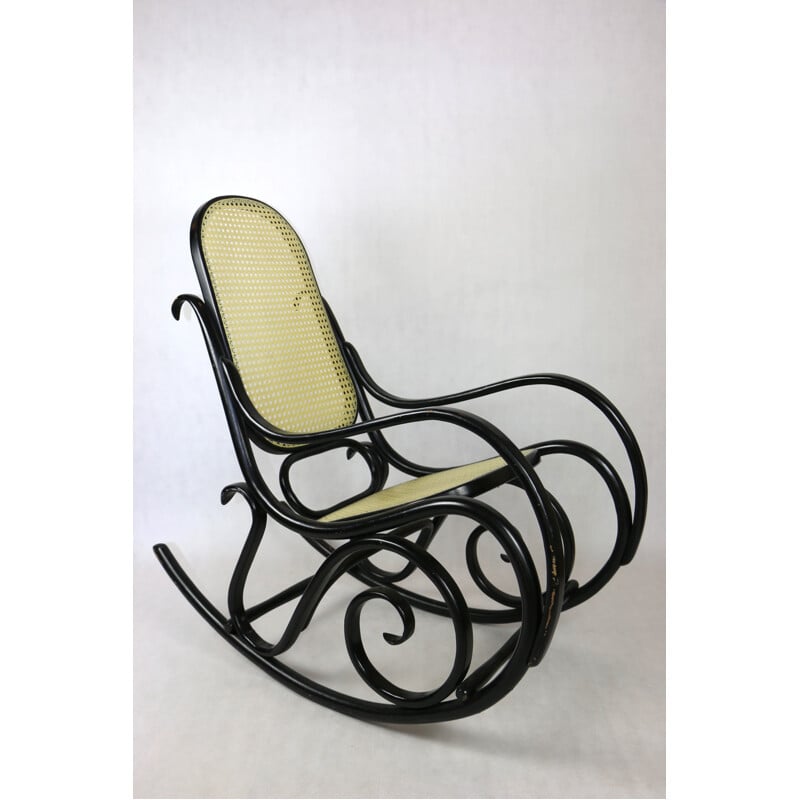 serie Aannemer geestelijke Vintage zwarte schommelstoel van Michael Thonet, 1970