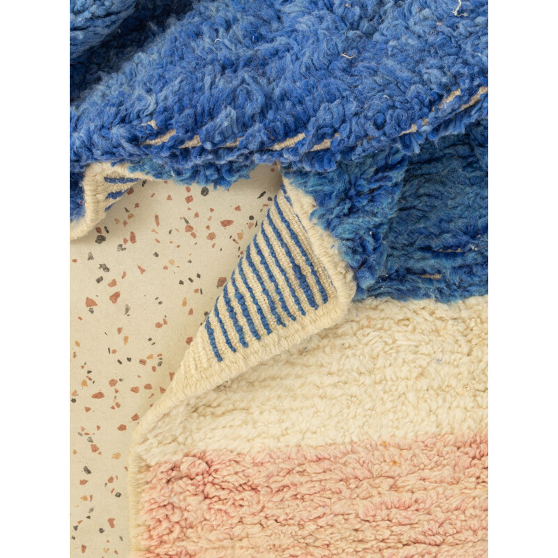 Vintage Berber beach carpet in wool, Morocco