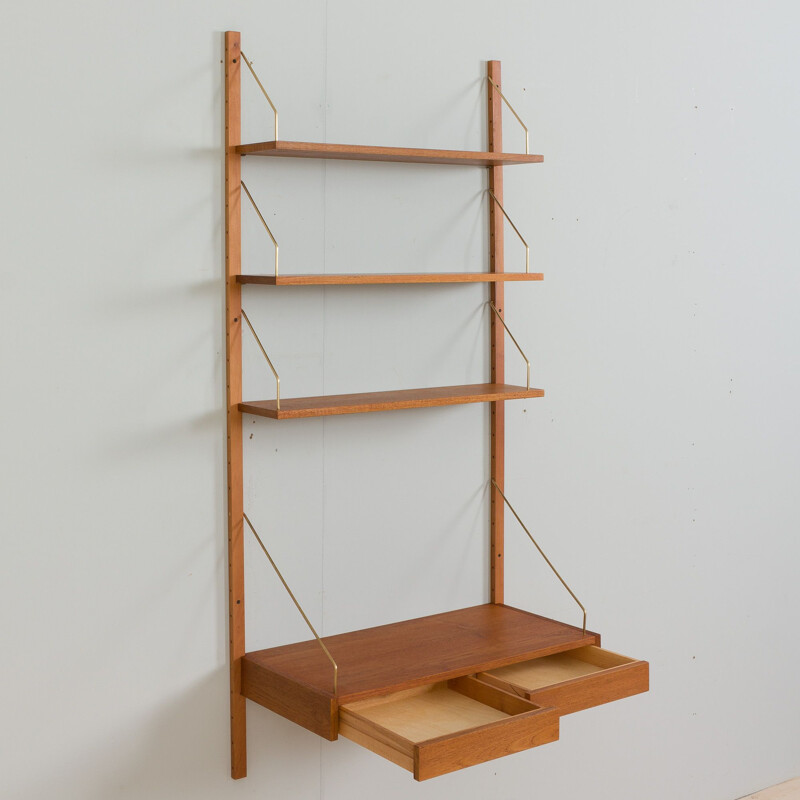 Danish mid century teak wall unit, 1960-1970s