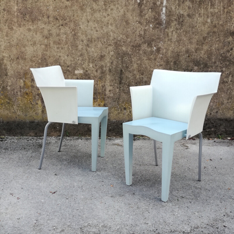 Ein Paar Vintage-Sessel in Himmelblau und Hellgrün von Philippe Starck für Kartell, 1995