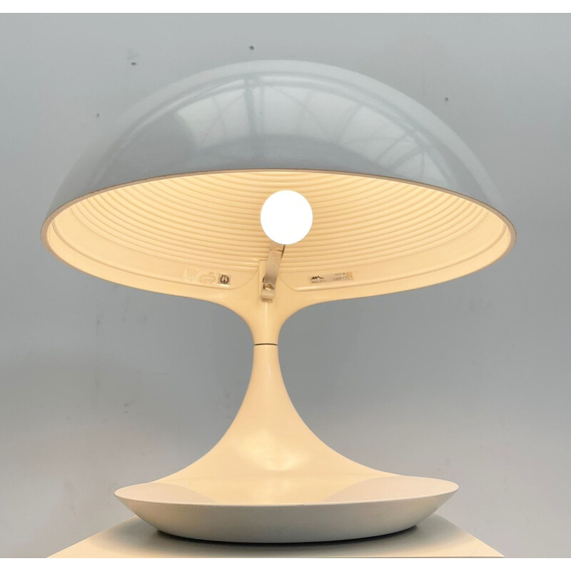 Pair of mid-century resin white table lamps model "Cobra" by Elio Martinelli, Italy 1968