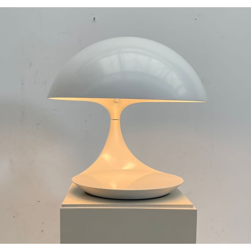 Pair of mid-century resin white table lamps model "Cobra" by Elio Martinelli, Italy 1968