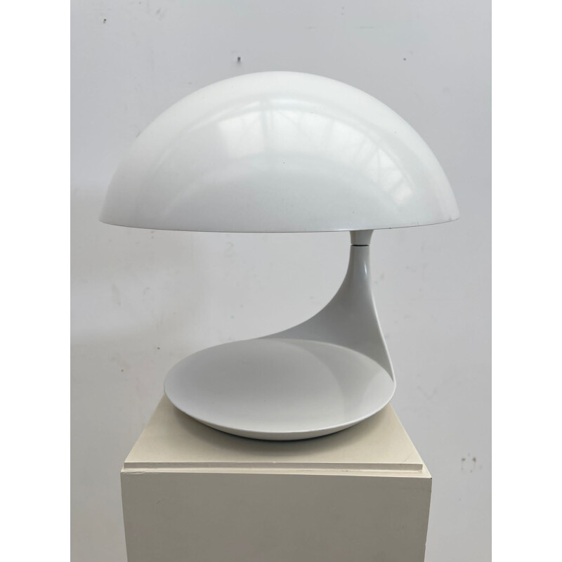 Pair of mid-century resin white table lamps model "Cobra" by Elio Martinelli, Italy 1968