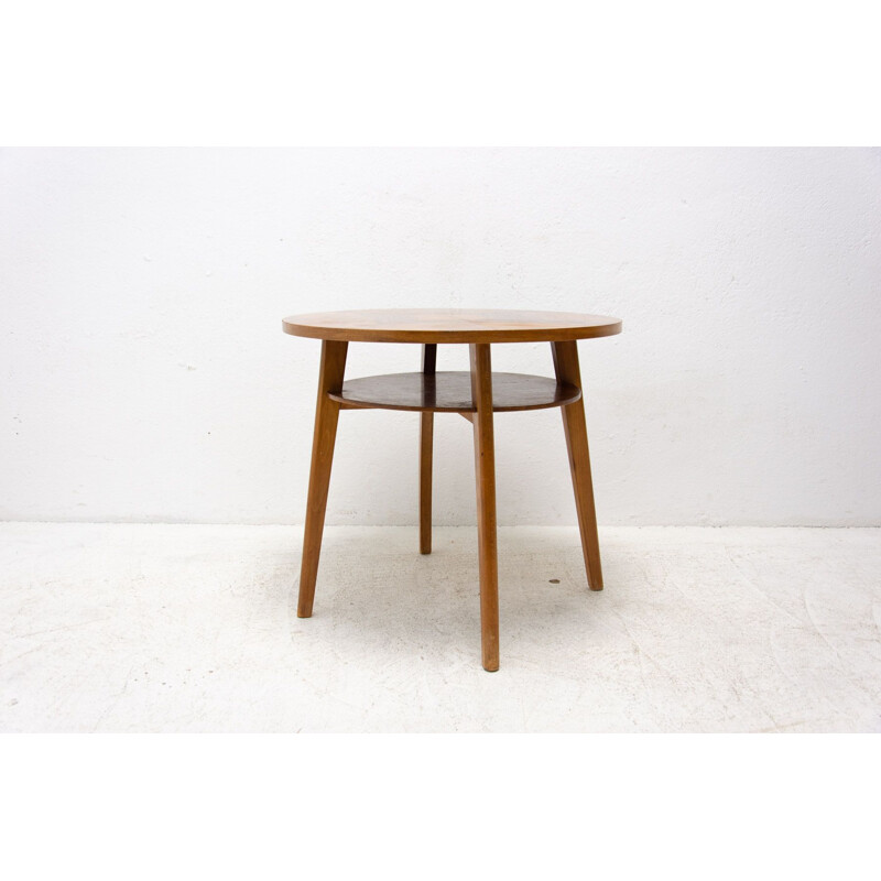 Vintage beech and walnut coffee table, Czechoslovakia 1960