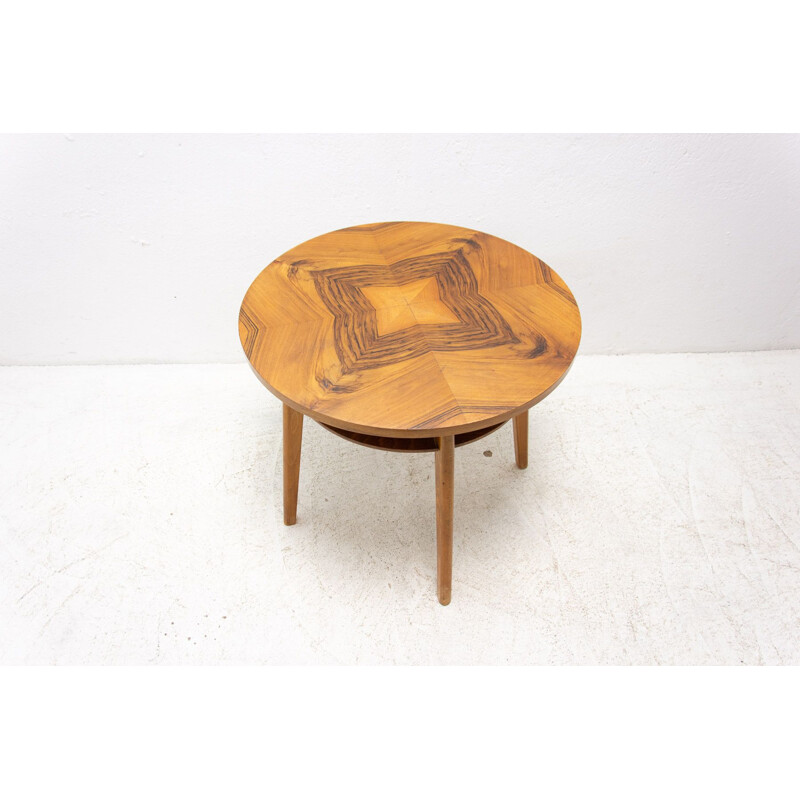 Table basse vintage en bois de hêtre et noyer, Tchécoslovaquie 1960