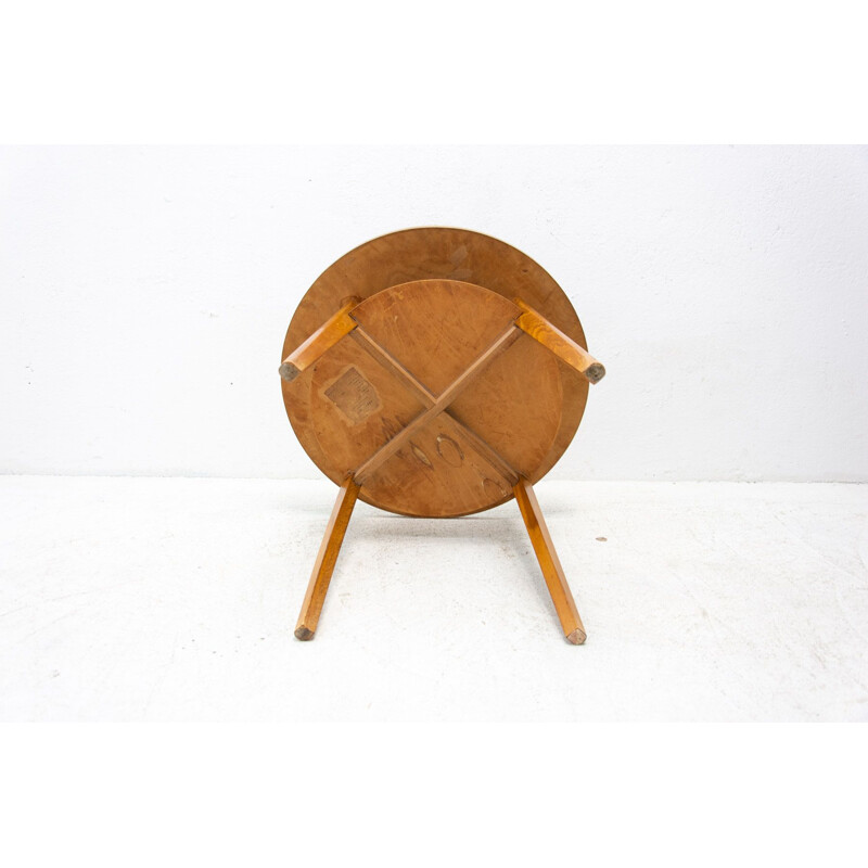 Vintage beech and walnut coffee table, Czechoslovakia 1960