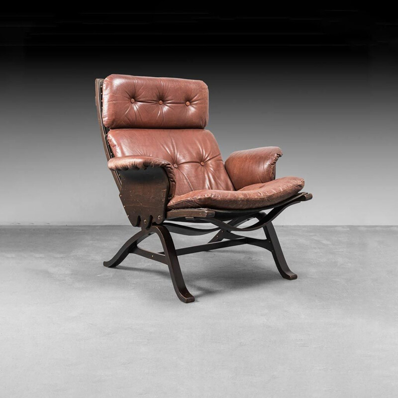 Vintage-Sessel aus braunem Leder, 1970