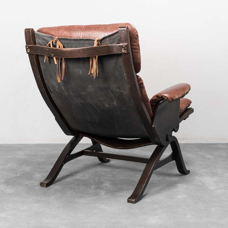 Sillón de cuero marrón, 1970