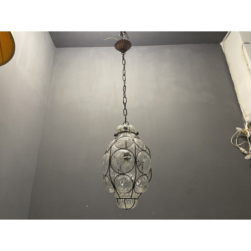 Vintage Italiaanse hanglamp in Murano glas