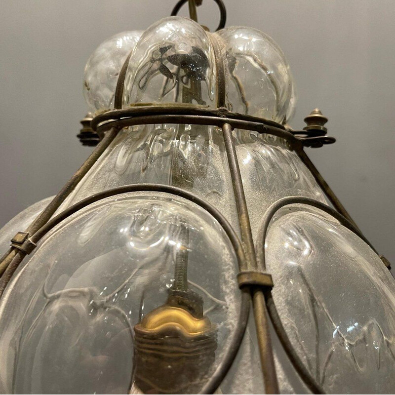 Lampada a sospensione italiana vintage in vetro di Murano