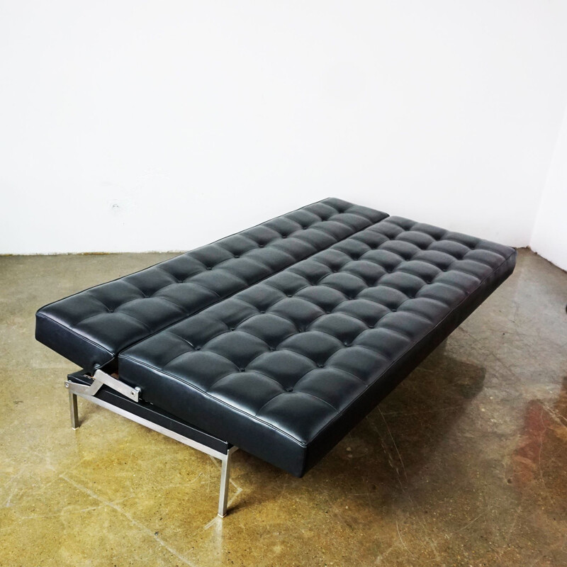 Vintage Constanze Sofa in schwarzem Leder von Johannes Spalt für Wittmann, Österreich 1960