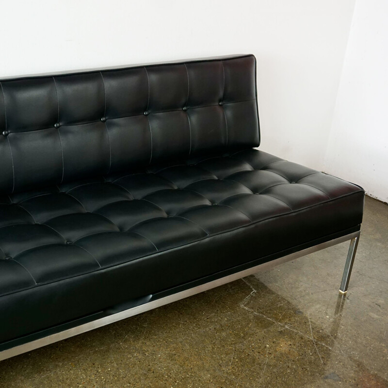 Vintage Constanze Sofa in schwarzem Leder von Johannes Spalt für Wittmann, Österreich 1960