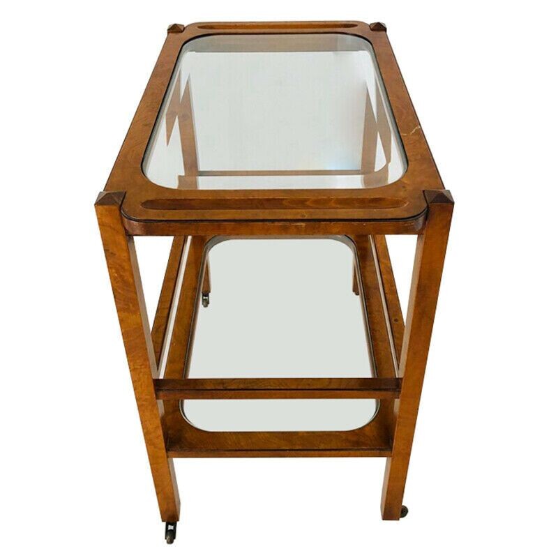 Vintage bar trolley with double beveled glass, 1950s