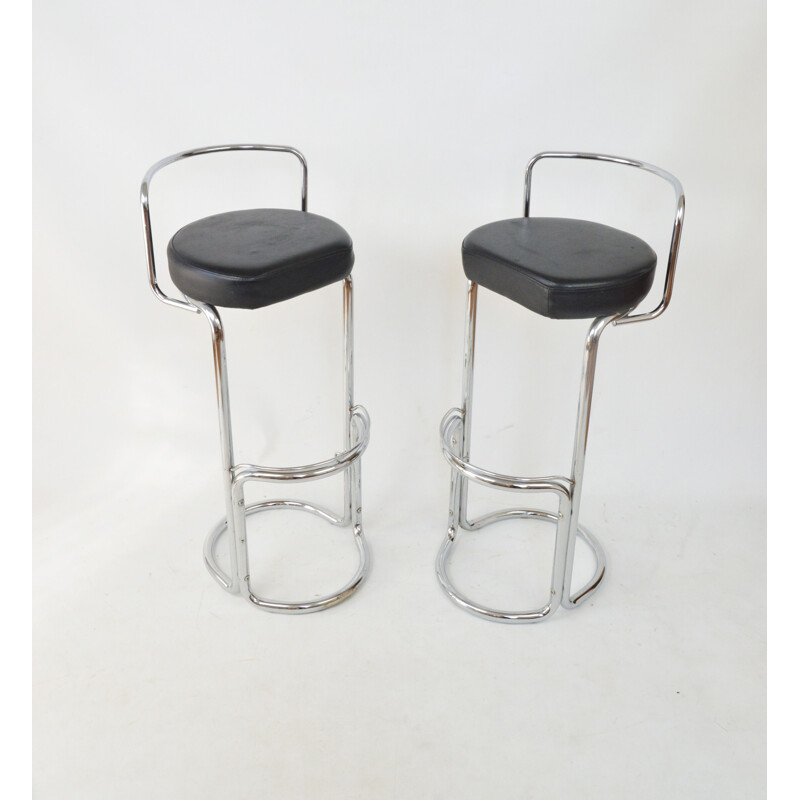 Pair of vintage chrome bar stools, 1980s