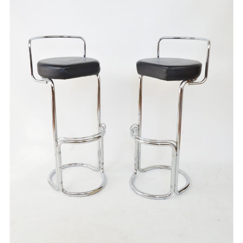 Pair of vintage chrome bar stools, 1980s