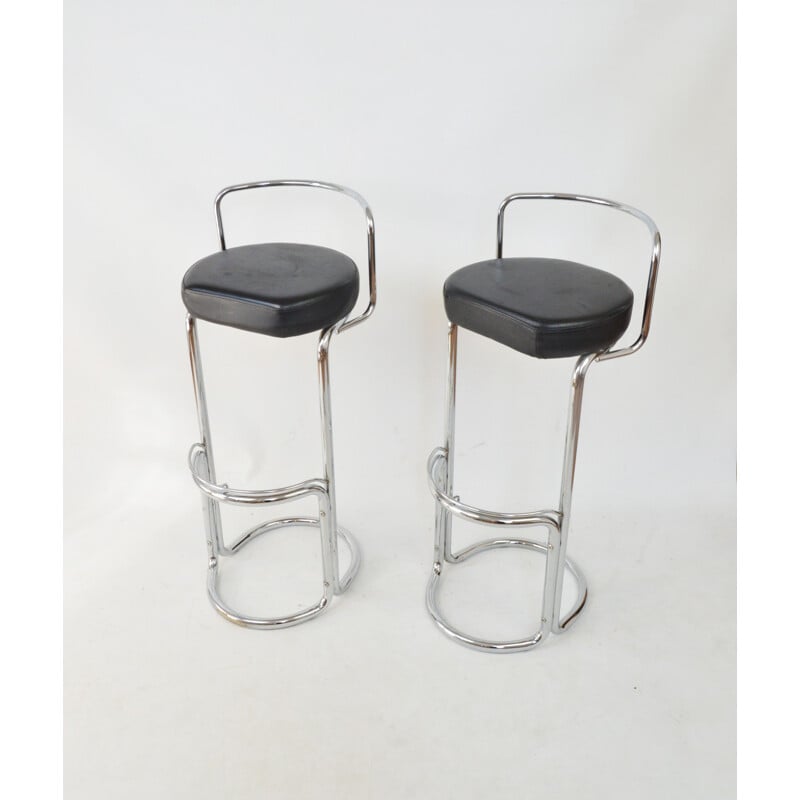 Pair of vintage chrome bar stools, 1980s