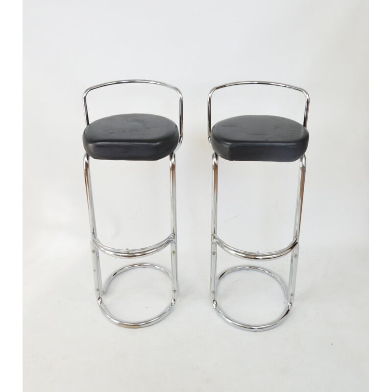 Pair of vintage chrome bar stools, 1980s