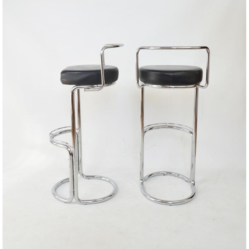 Pair of vintage chrome bar stools, 1980s