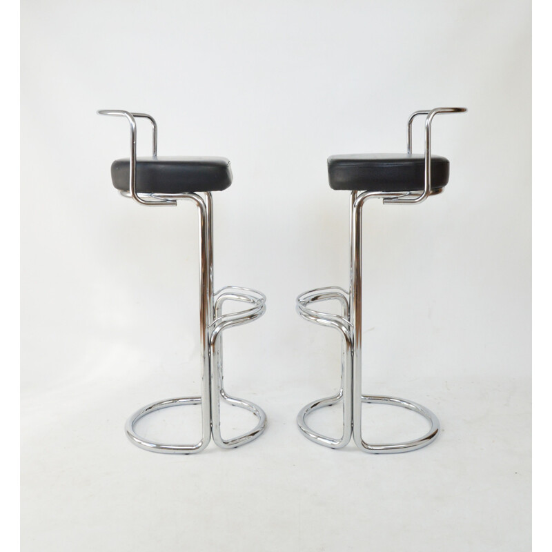 Pair of vintage chrome bar stools, 1980s