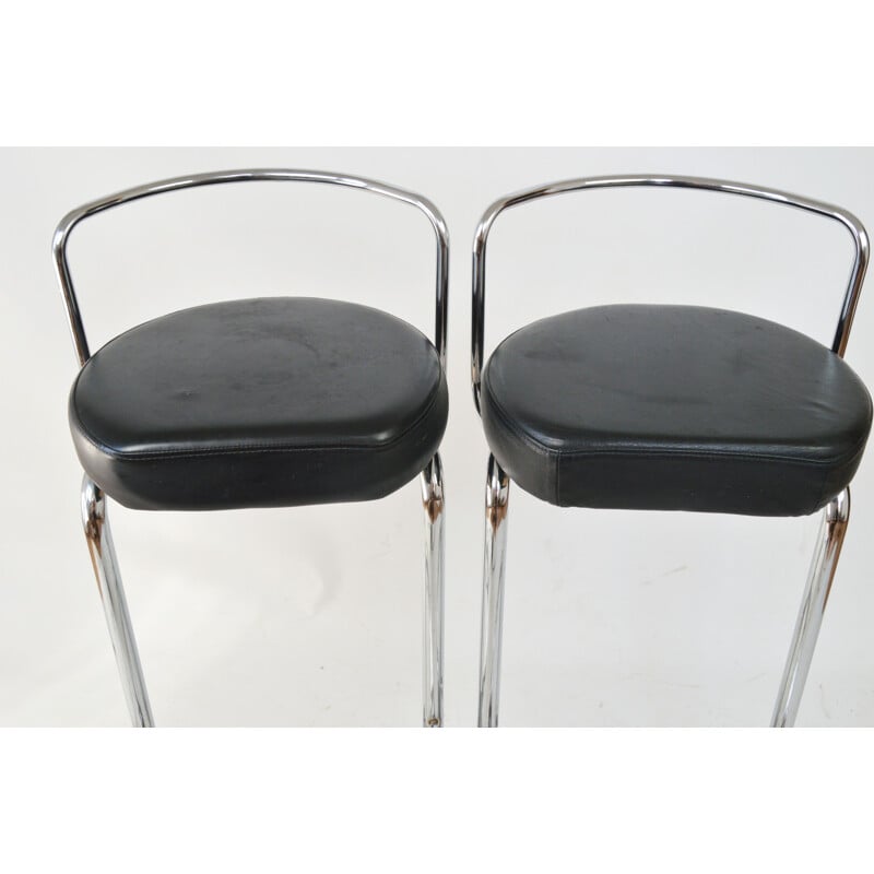 Pair of vintage chrome bar stools, 1980s