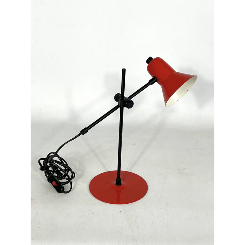 Lámpara de mesa roja vintage de Veneta Lumi, Italia 1970