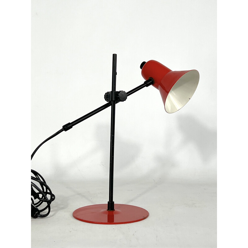 Vintage rode tafellamp van Veneta Lumi, Italië 1970
