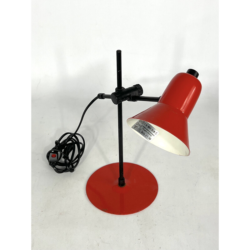 Lámpara de mesa roja vintage de Veneta Lumi, Italia 1970